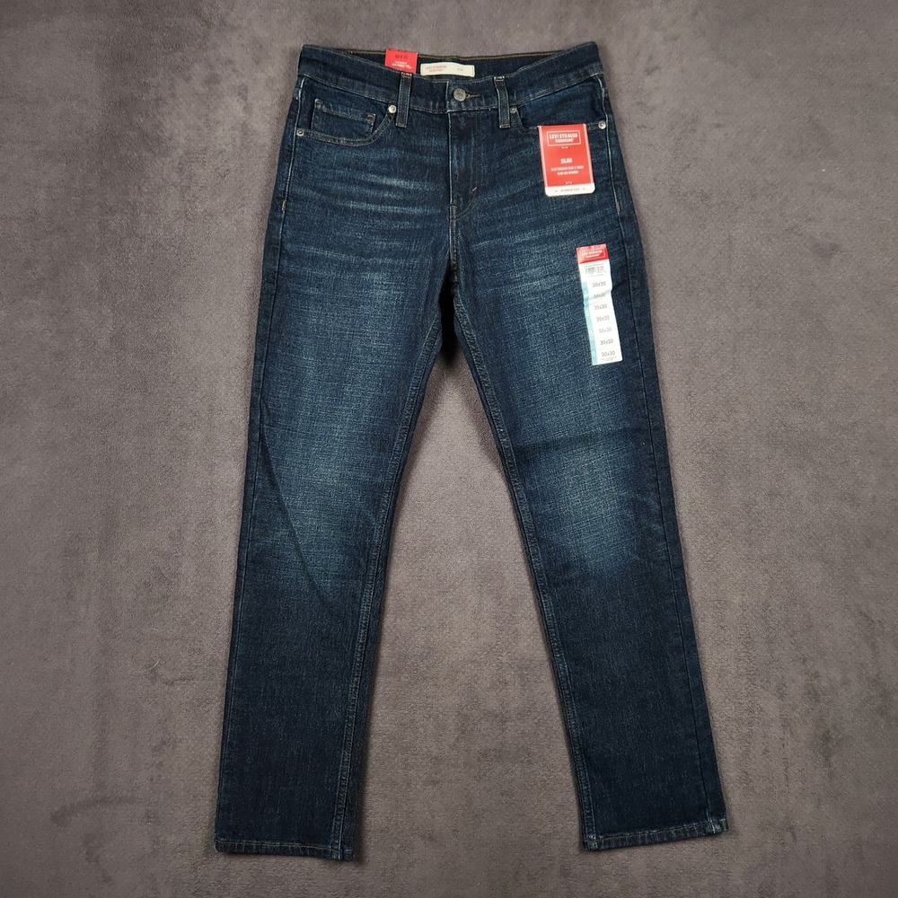Levi Strauss Signature Jeans Mens 30x30 Blue Dark Slim Fit Ultimate Flex NEW